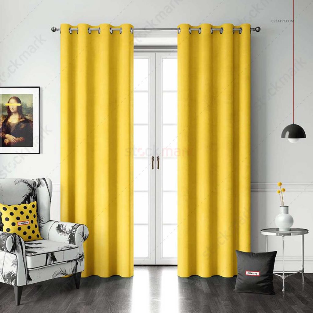 ست موکاپ پرده پانچ (مبل،کاغذدیواری،کوسن)